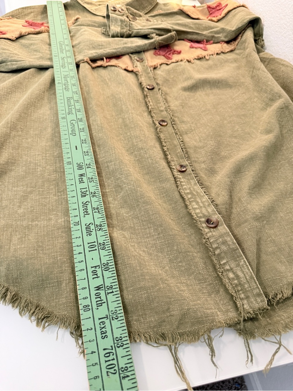 Oli & Hali Olive Green Button-Down Shirt with Red Star Trim - Picture 6 of 7